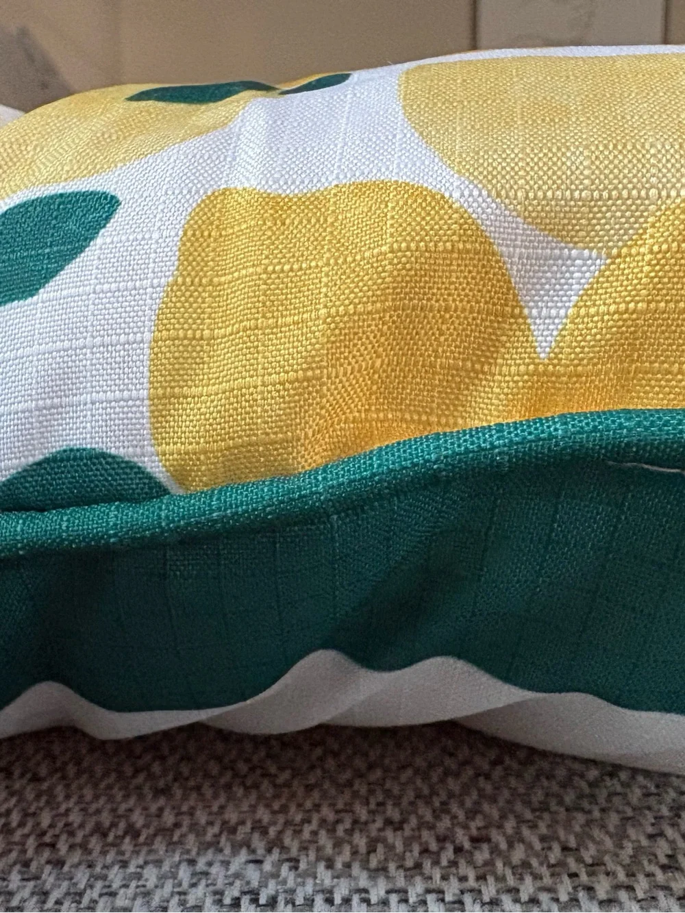 NWT Lemon Print/Green Stripe Reversible Pet Crate Mat - Yellow & Green